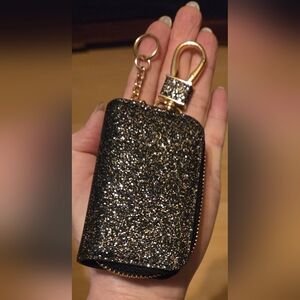 Black Glittery Keyfob Protector Keychain For Purse Wallet